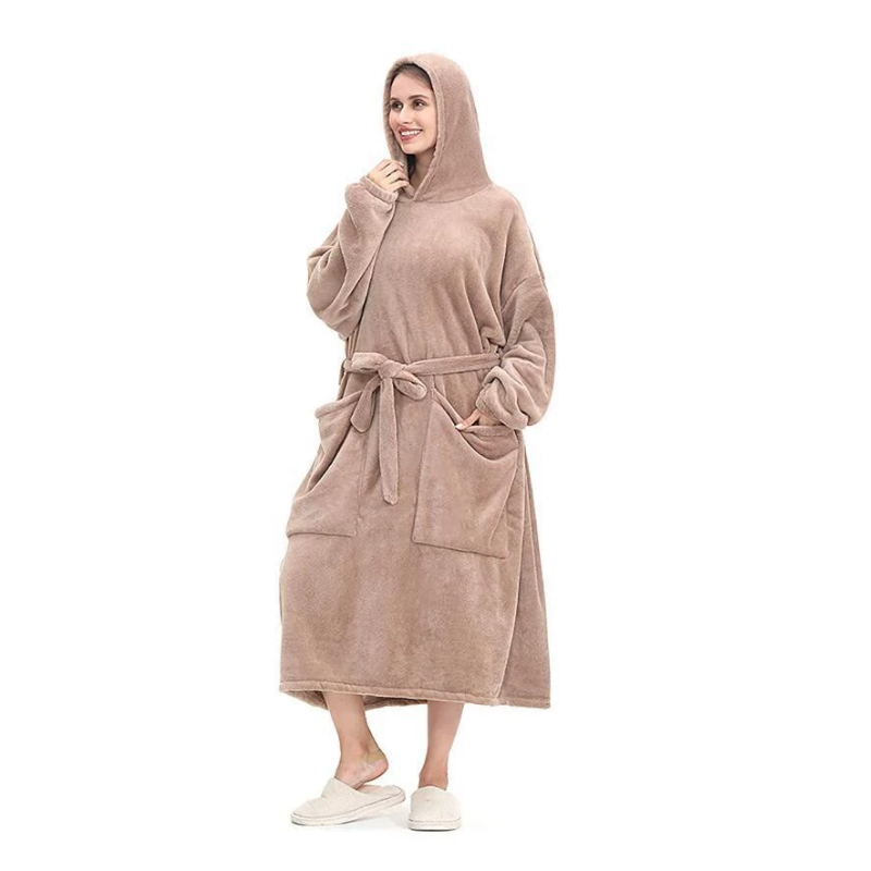 The Long And Soft Oversized Blanket Robe Khaki