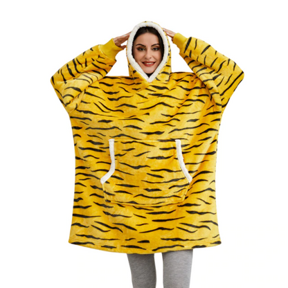 The Soft Animal Print Blanket Hoodie Tiger