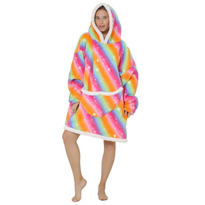 The Colorful And Charming Cartoon Oversized Blanket Hoodie Rainbow Star