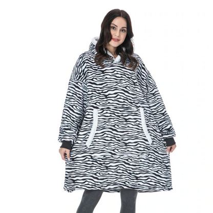 The Soft Animal Print Blanket Hoodie Zebra