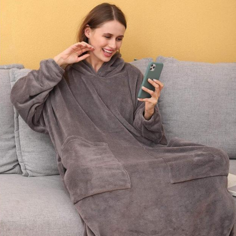 The Long And Soft Oversized Blanket Robe Gray