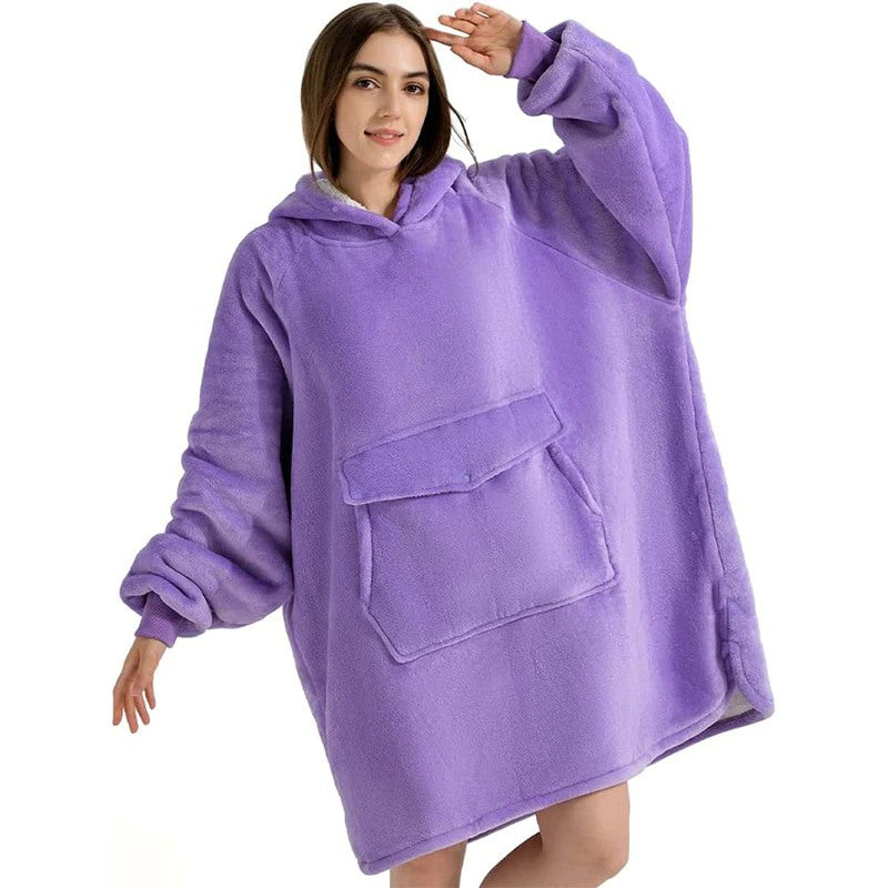 Winter Plush Sherpa Giant Oversized Hoodie Robe Purple One Size