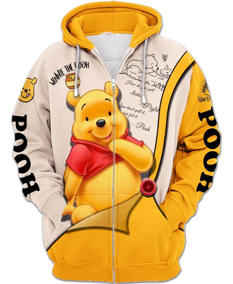 Adorable Winnie The Pooh Zip Up Hoodie 6XL