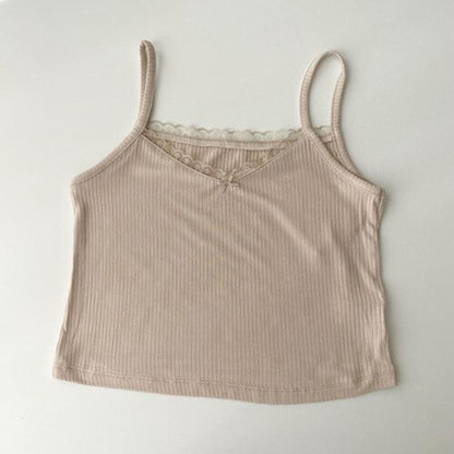 Vintage Camisole Short Tops For Women Apricot One Size