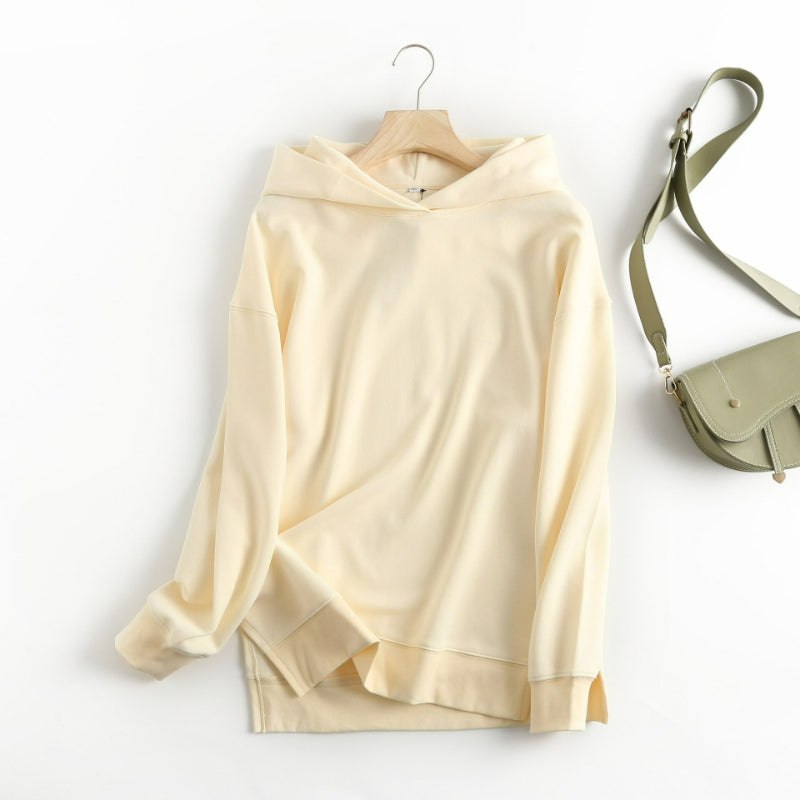 Solid Color Hooded Pullover for Women Cream