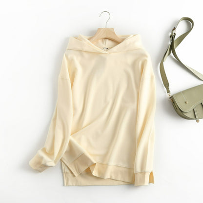 Solid Color Hooded Pullover for Women Cream