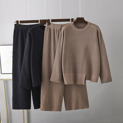 Loose Slit Sweater 2-Piece Set