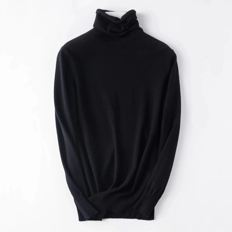 Soft Cashmere Slim-Fit Turtleneck Pullovers For Women Black One Size