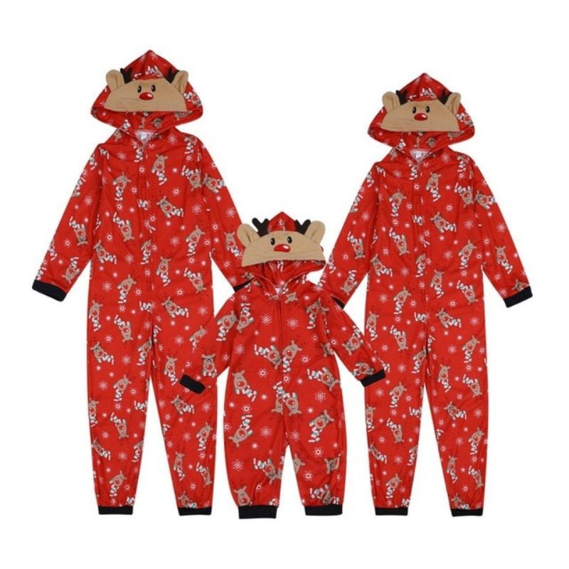 Christmas Festive Jumpsuit Pajama Set Reindeer