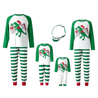 Festive Santa Dinosaur Family Matching Pajama Set