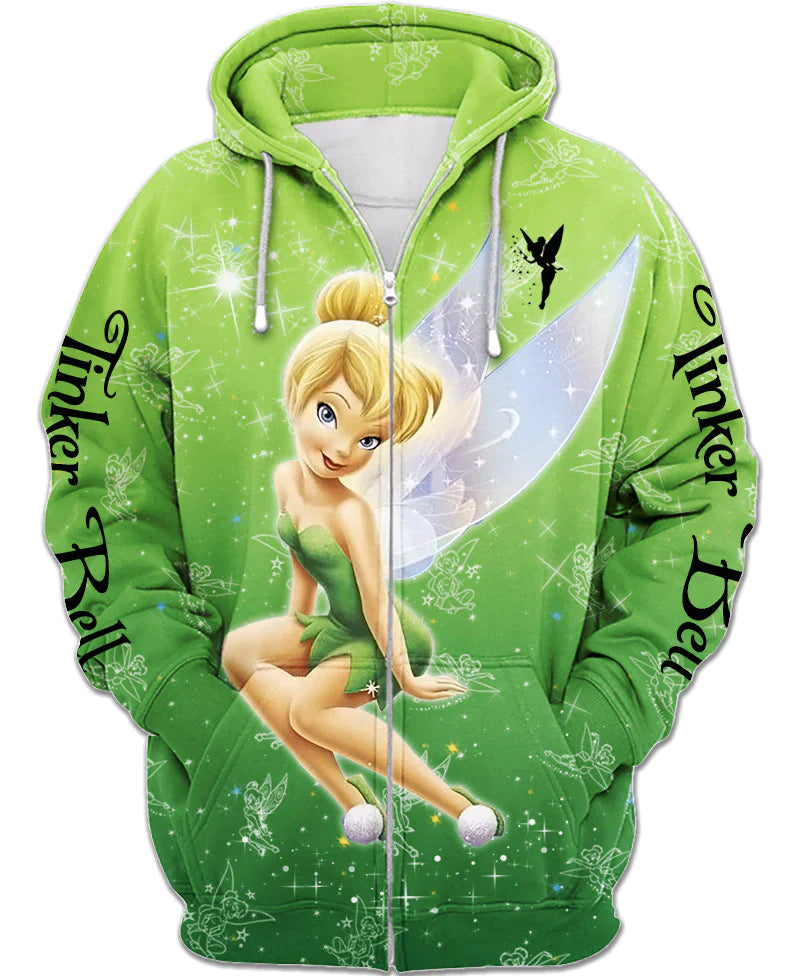 Green Tinker Bell Zip Up Hoodie 6XL