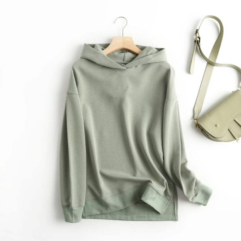 Solid Color Hooded Pullover for Women