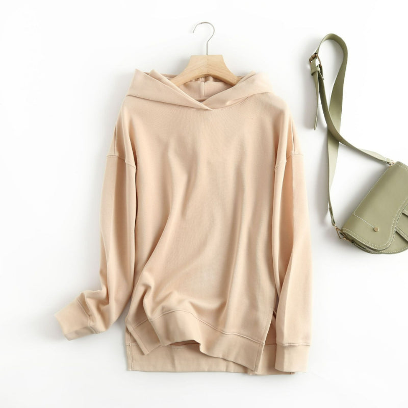 Solid Color Hooded Pullover for Women Khaki