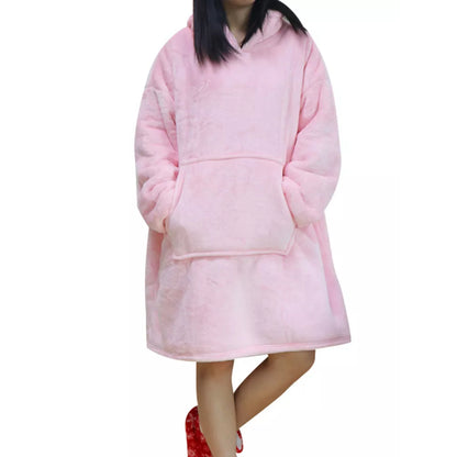 Oversized Under Knee Blanket Hoodie For Women Light Pink One Size