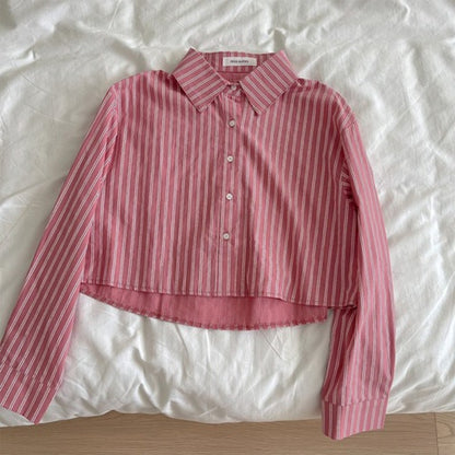 Casual Short Multi Color Shirt Blouses For Women Pink One Size