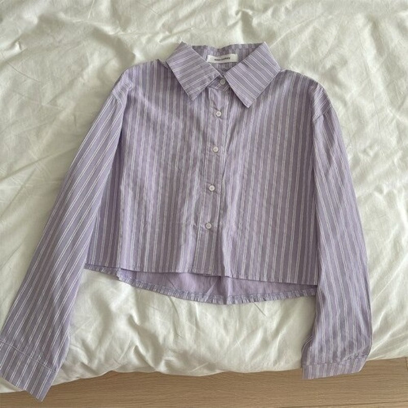 Casual Short Multi Color Shirt Blouses For Women Purple One Size