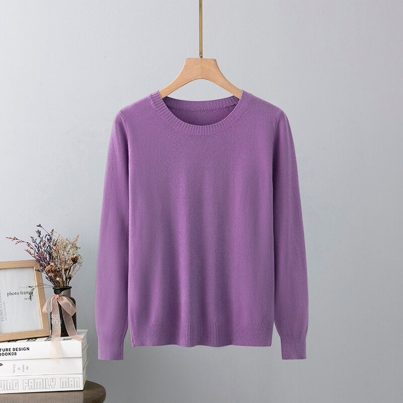 Warm Base Cashmere O-Neck Long-Sleeved Pullover