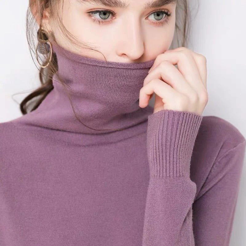 Soft Cashmere Slim-Fit Turtleneck Pullovers For Women