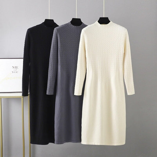 Loose Half High Collar Bottoming Sweater Dress