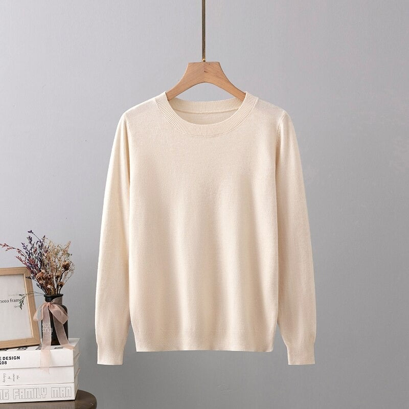 Warm Base Cashmere O-Neck Long-Sleeved Pullover