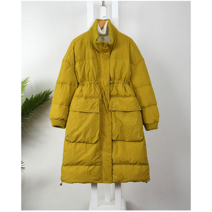 Cotton Thickened Long Parkas Coat for Women Yellow S