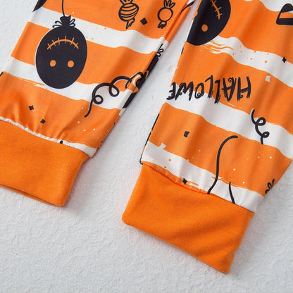 Monster Pumpkin Print Matching Pajama Sets