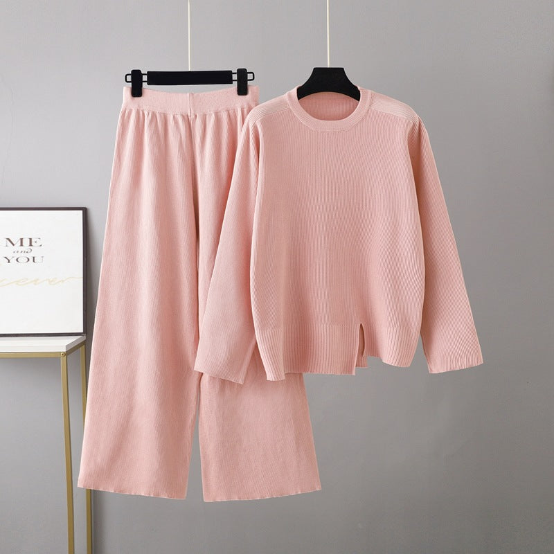 Loose Slit Sweater 2-Piece Set