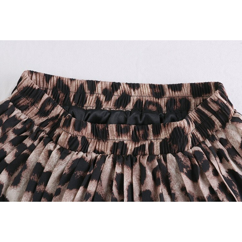 Animal Print High Waist Pleated Skirt