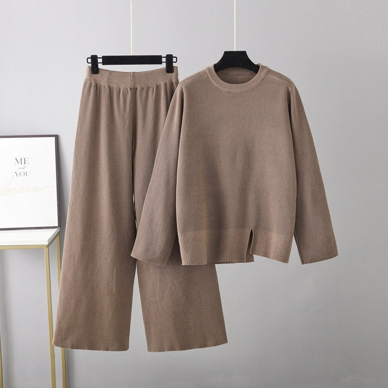 Loose Slit Sweater 2-Piece Set