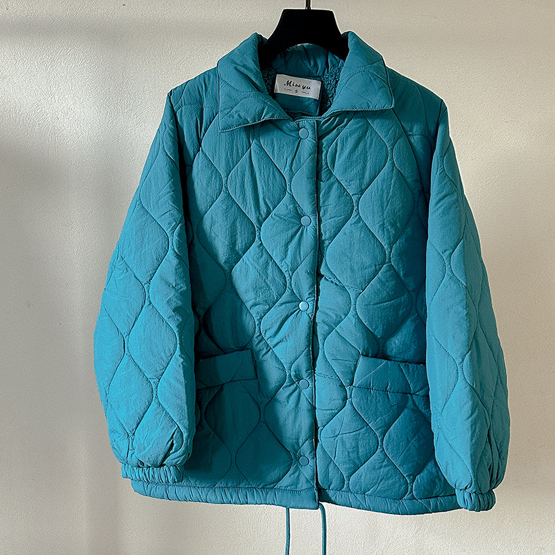 Korean Thick Parkas Warm Down Cotton Jacket Blue