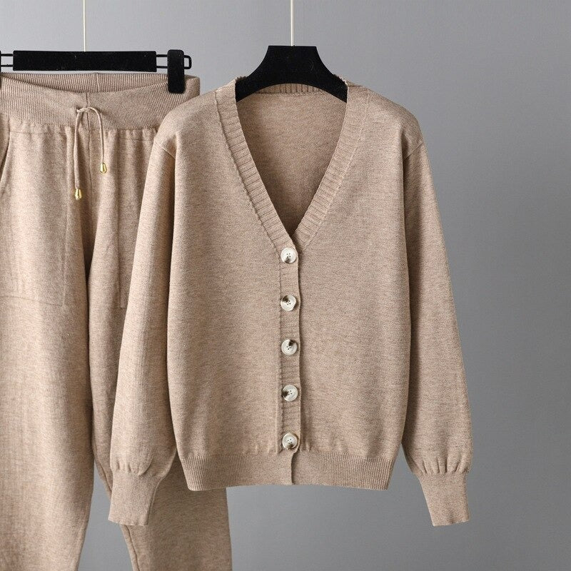 Women 2 Piece Pants Sets Cardigans Tops