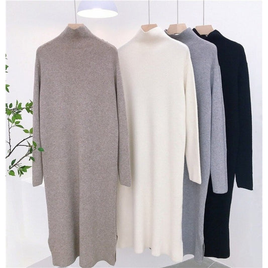 Simple Loose Lazy Turtleneck Sweater Dress