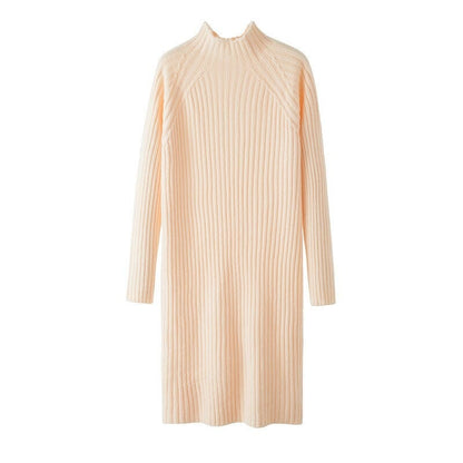 Korean Mock Neck Knitted Dress For Women