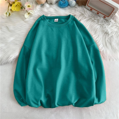 Women's Solid Color Loose Fit Sweatshirt Green