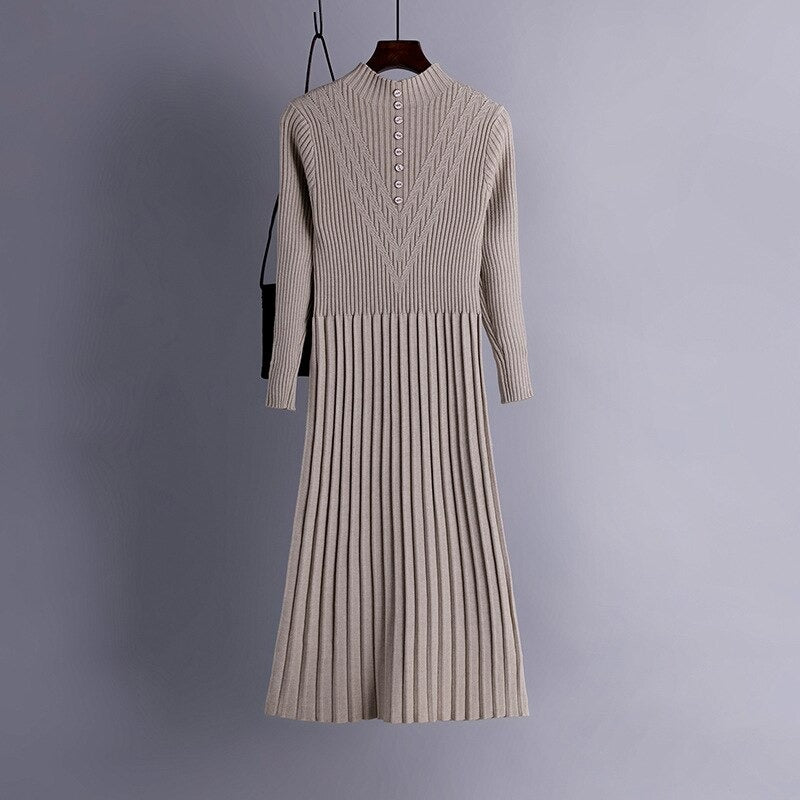 Thickened Straight Woolen Long Knitted Sweater Dress