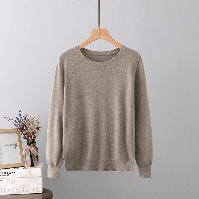 Warm Base Cashmere O-Neck Long-Sleeved Pullover