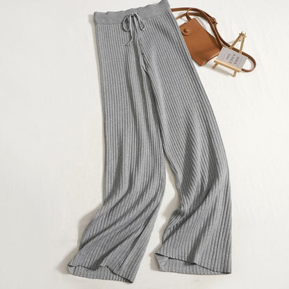 Warm Knitted Two Piece Tops And Pants Sets