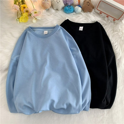 Women's Solid Color Oversized Drop Shoulder Sweatshirt