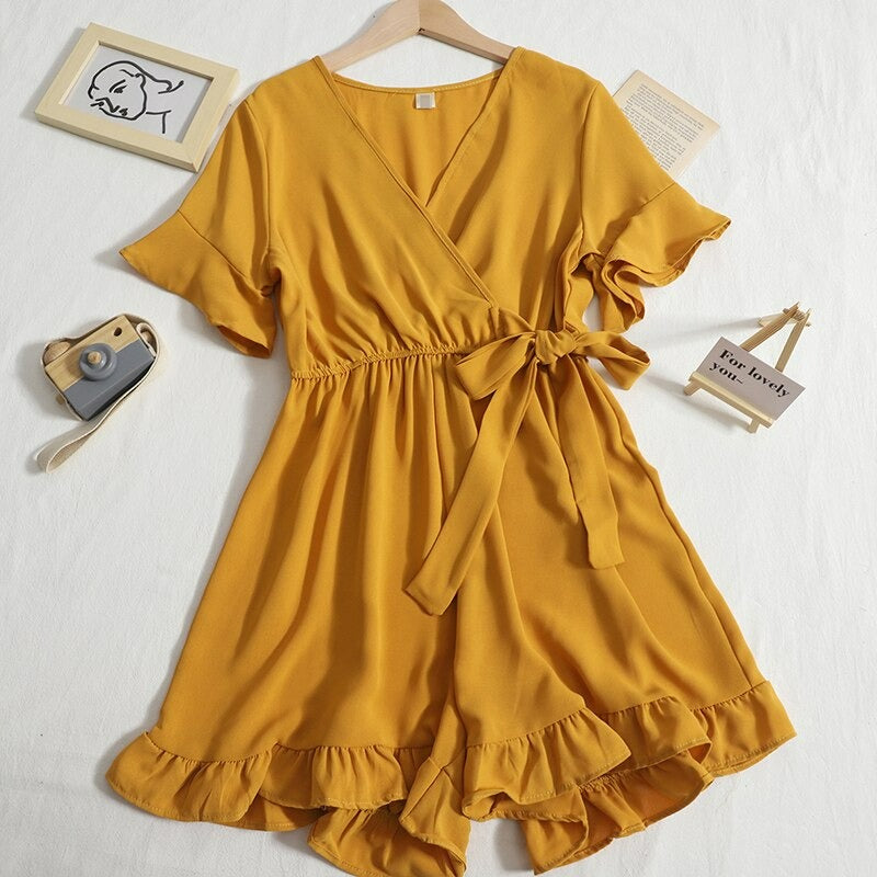 Women's Solid Color Short Playsuit for Summer