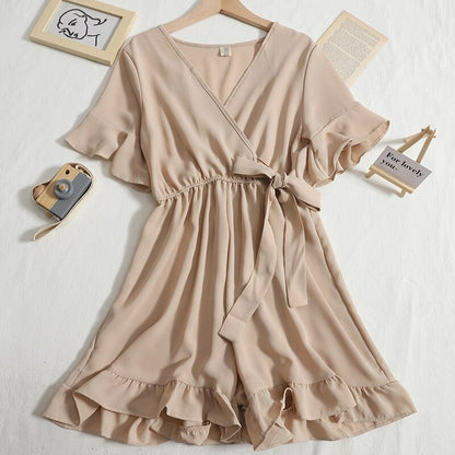 Women's Solid Color Short Playsuit for Summer