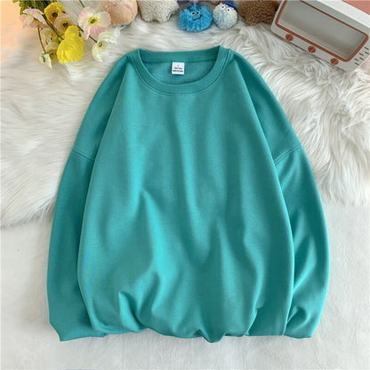 Women's Solid Color Oversized Drop Shoulder Sweatshirt Light Blue