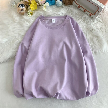 Women's Solid Color Loose Fit Sweatshirt Purple