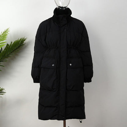 Cotton Thickened Long Parkas Coat for Women Black M