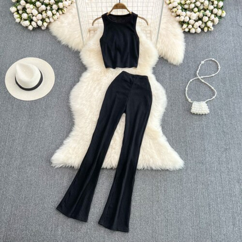 Casual Vest Sleeveless O-Neck 2 Piece Set