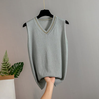 Women Silk V-Neck Camisole Grey One Size