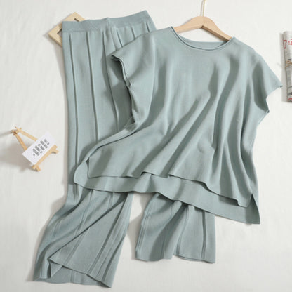 Casual Solid Color Sleeveless Pant Set Green One Size