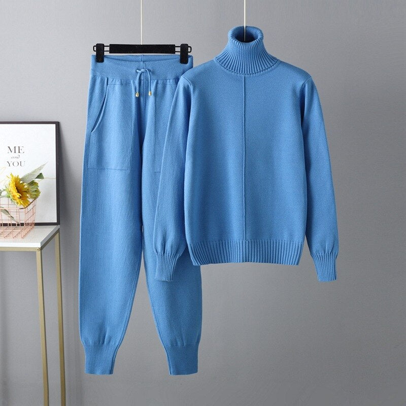 Casual Turtleneck 2 Piece Women's Sweater