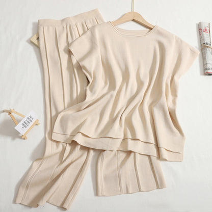 Casual Solid Color Sleeveless Pant Set Beige One Size