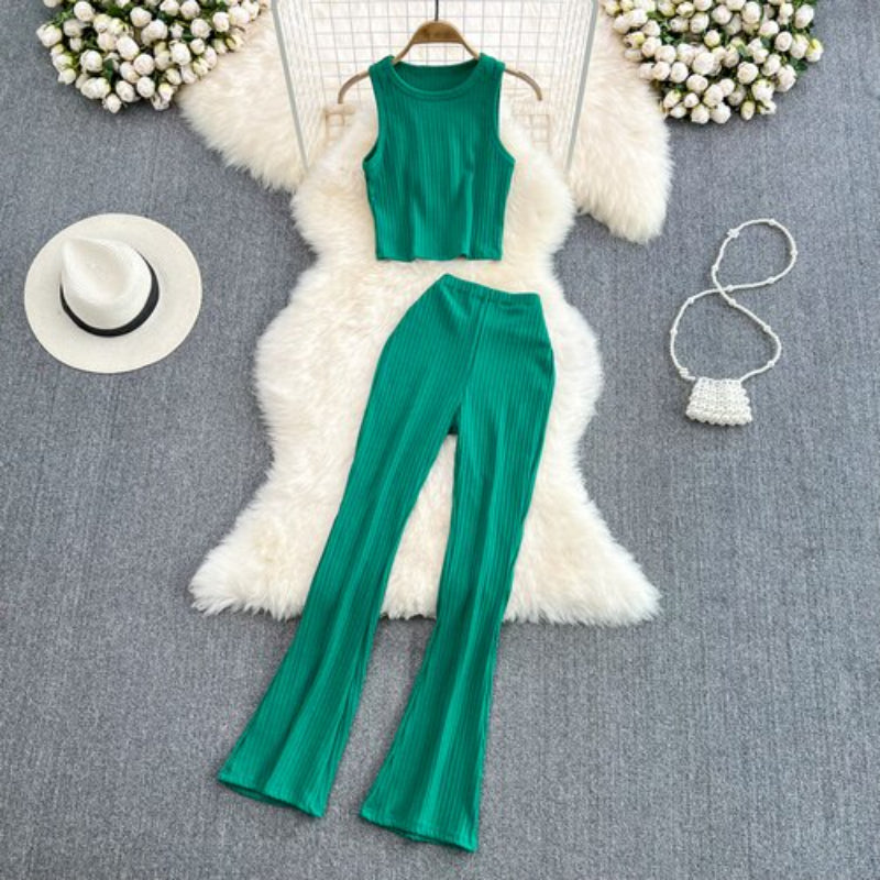 Casual Vest Sleeveless O-Neck 2 Piece Set