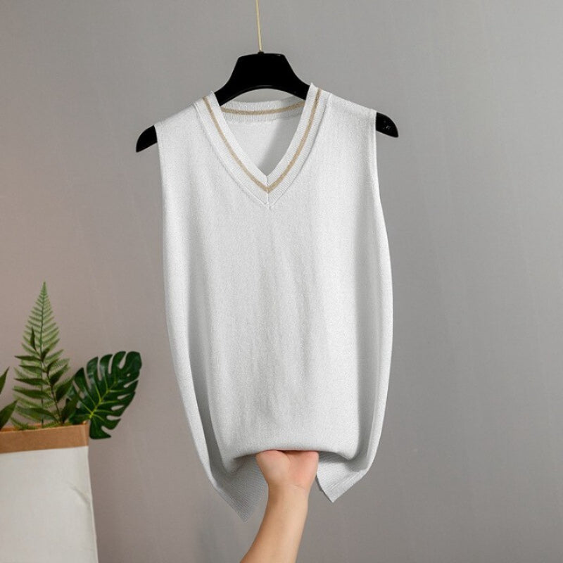 Women Silk V-Neck Camisole White One Size